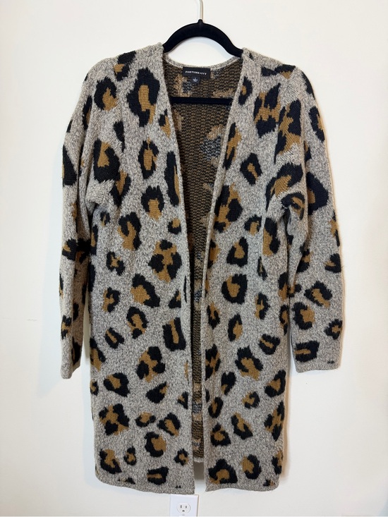 Sweaters - Fortune + Ivy Leopard Print Open Front Cardigan Sweater